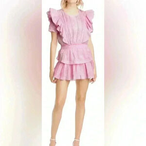 LoveShackFancy Natasha Pink Ruffle Tiered Mini Dress Size P (00)